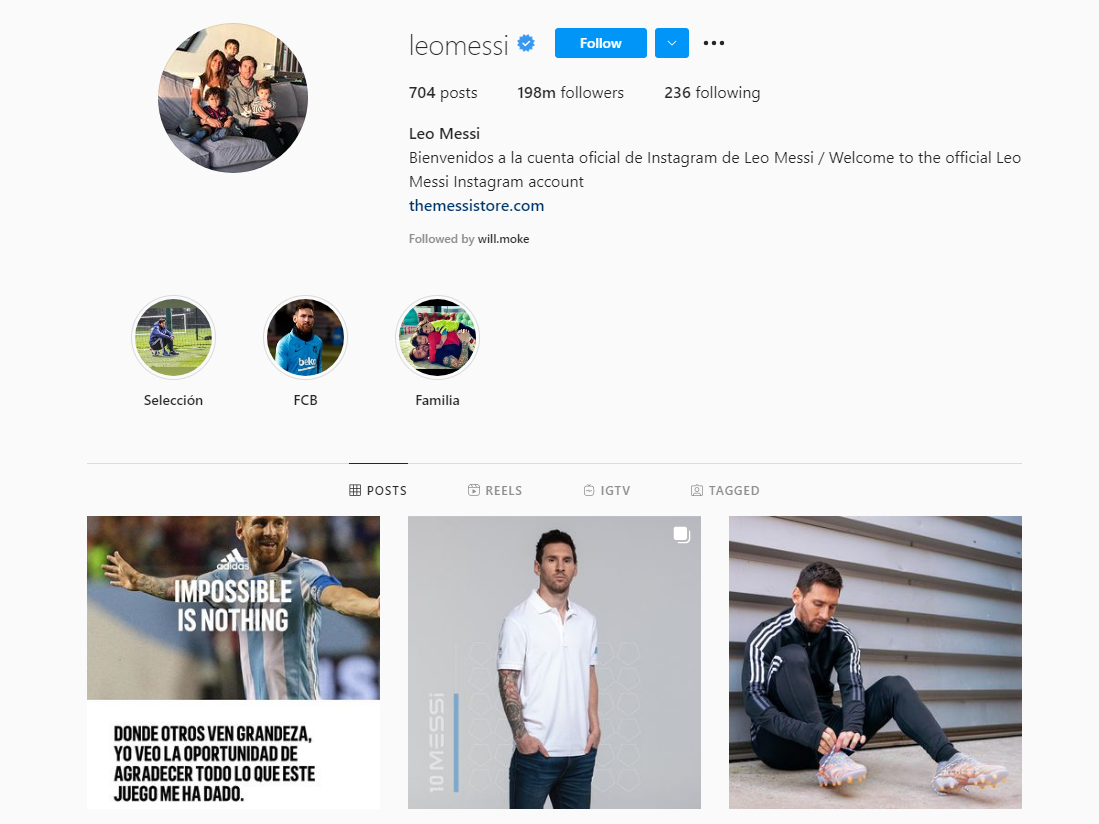 Leo Messi se îmbogățește pe Instagram