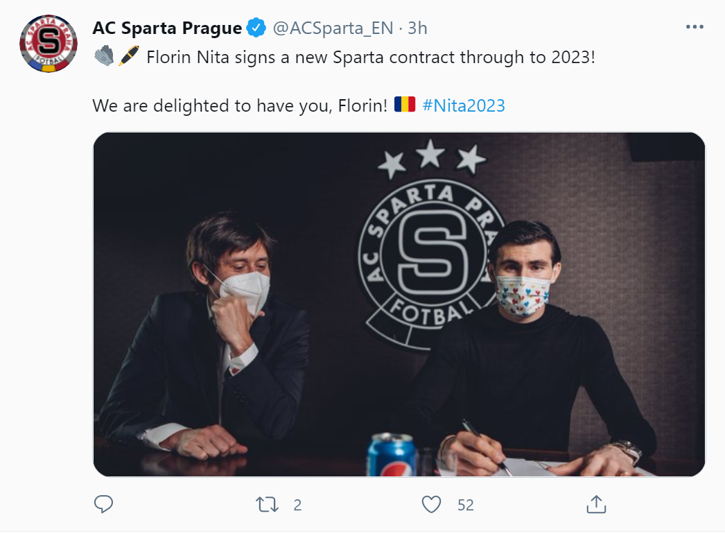 Florin Niță a semnat prelungirea cu Sparta Praga