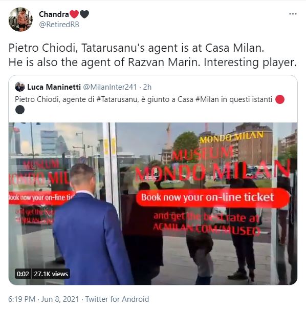 Pe Twitter circulă zvonuri potrivit cărora, Răzvan Marin ar putea fi în discuții cu AC Milan