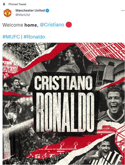 Manchester United a anunțat pe pagina oficială de Twitter revenirea pe Old Trafford a lui Cristiano Ronaldo