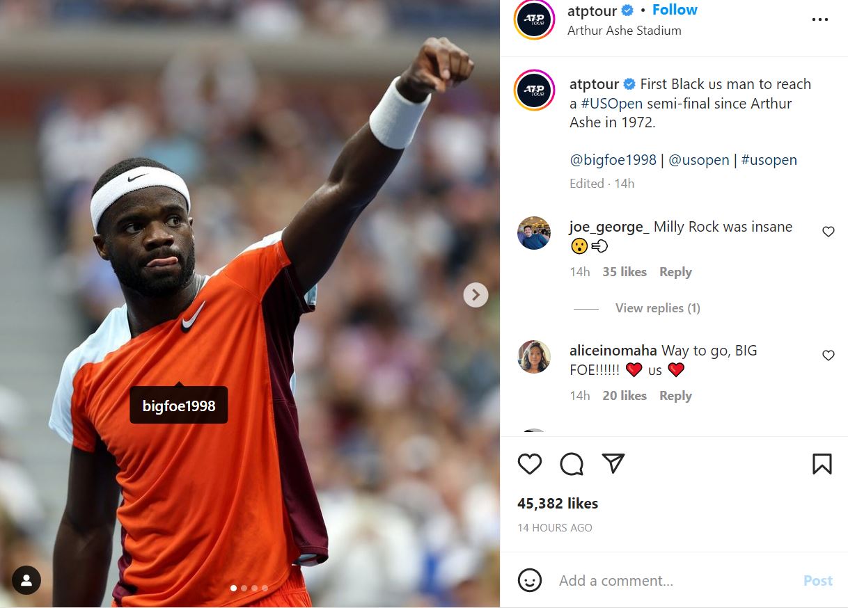 ATP a provocat un scandal rasist la US Open 2022. Sursa foto: captură Instagram.com/atptour