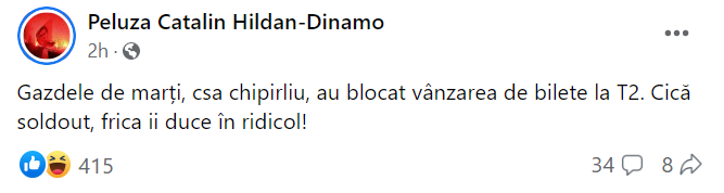 Postarea ironică a galeriei dinamoviste 