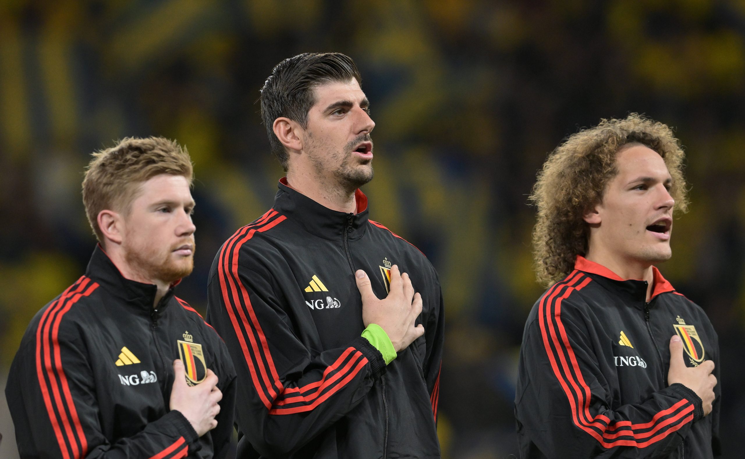 Courtois şi De Bruyne, într-un meci al echipei naţionale a Belgiei , sursă foto: Imago / Sebastian Frej