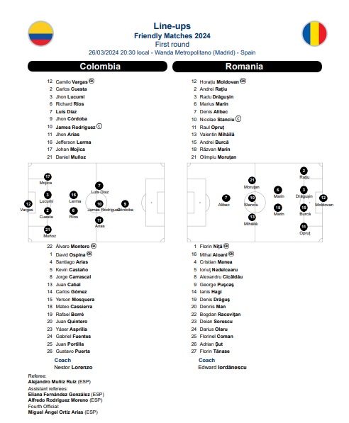 Echipele de start la Columbia - România