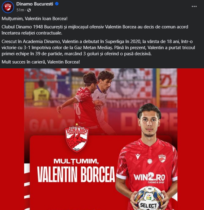 Vali Borcea a plecat de la Dinamo